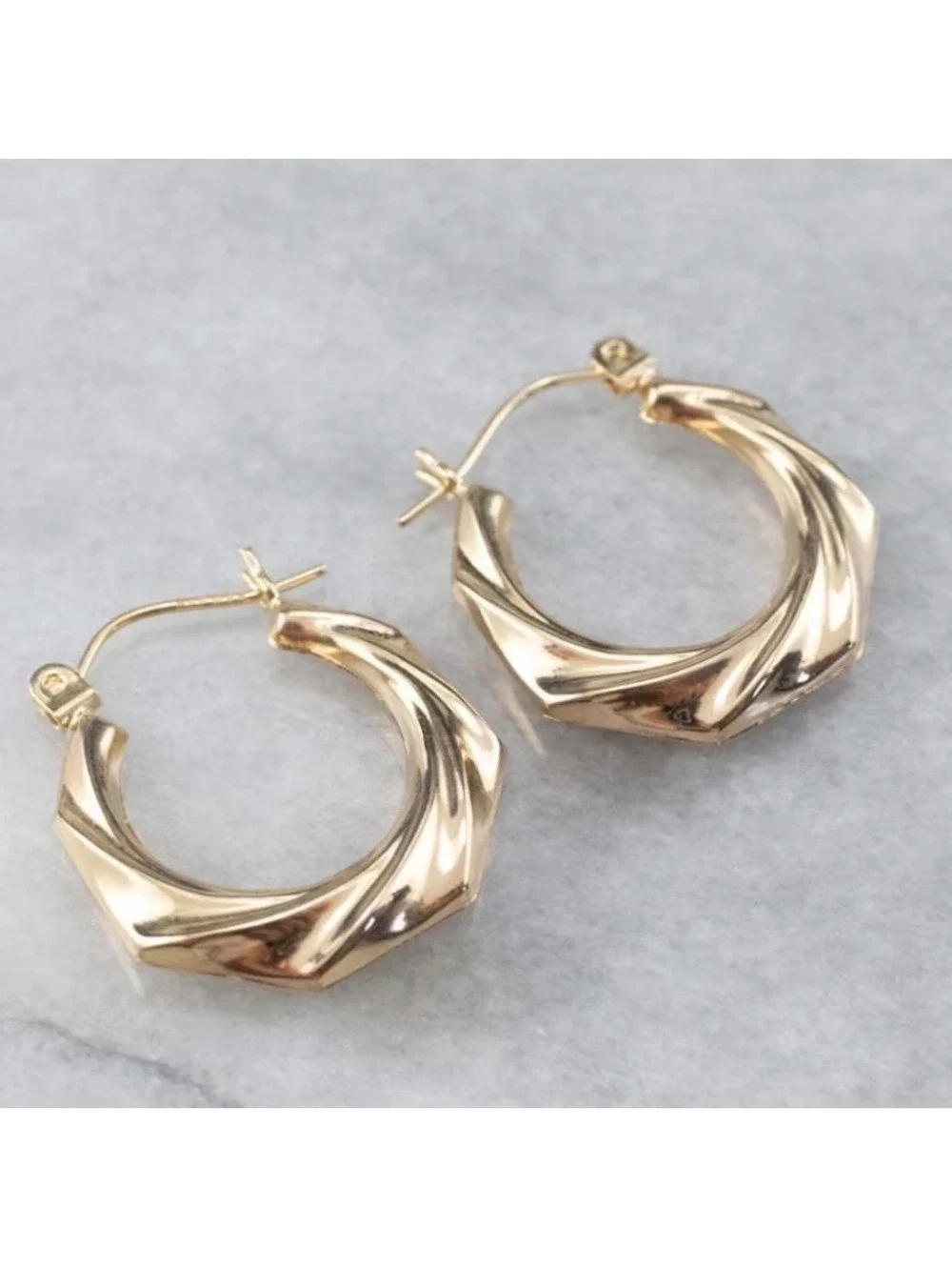 925 Sterling Silver posts gold twist earrings.